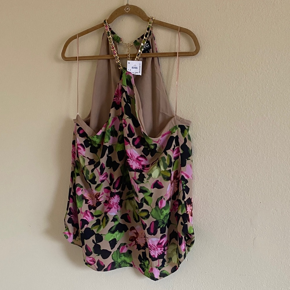 INC International Concepts Multicolor Floral Camisole with Chain Straps